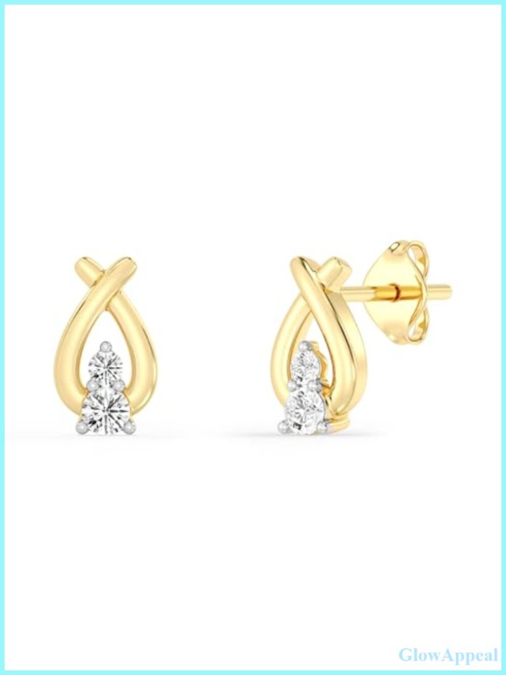 14KT Gold Plated Sterling Silver Swirl Diamond Stud Earrings